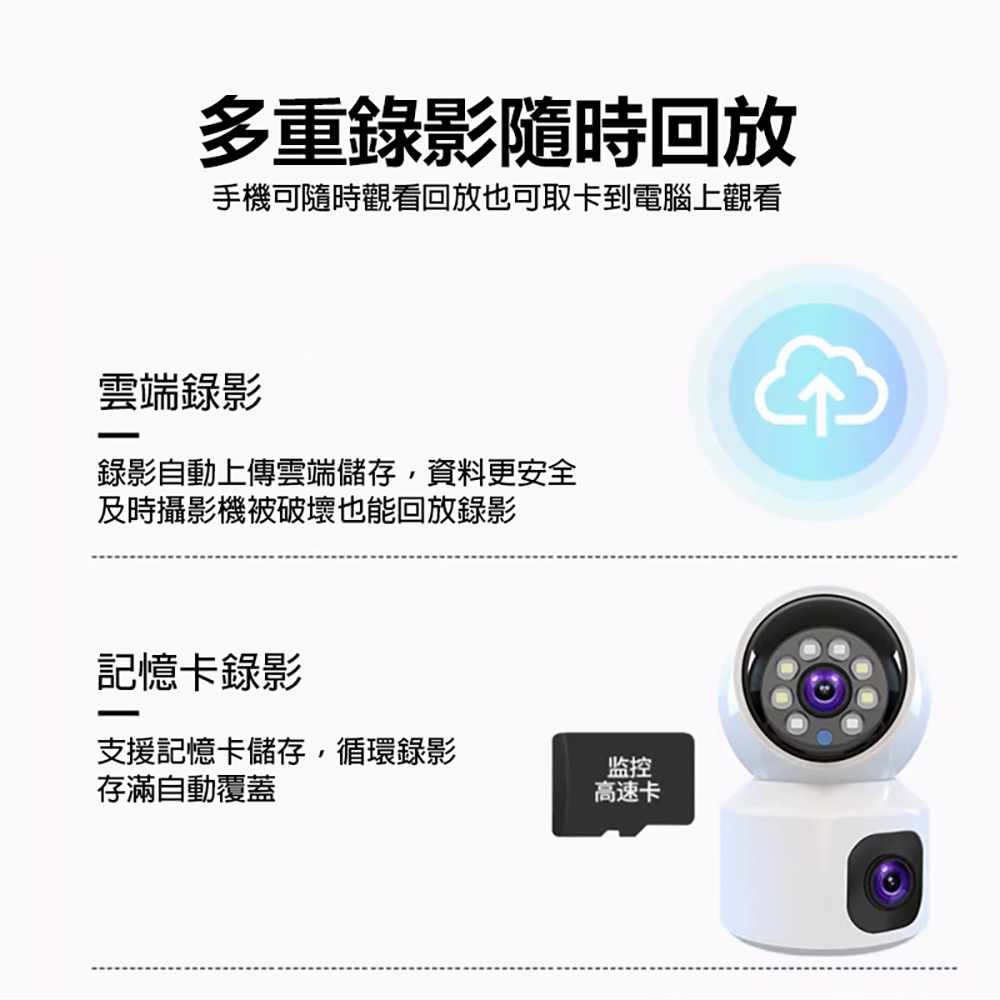 監控王 SQ001 4G智慧雙鏡頭旋轉球網路攝影機(可插4G SIM卡連網 2.5K高清畫質 360度旋轉 雙鏡頭監控 雙向通話)